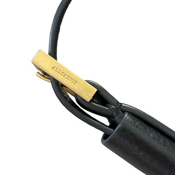 AllSaints Leather Half Moon Crossbody Bag Black - Picture 3 of 8